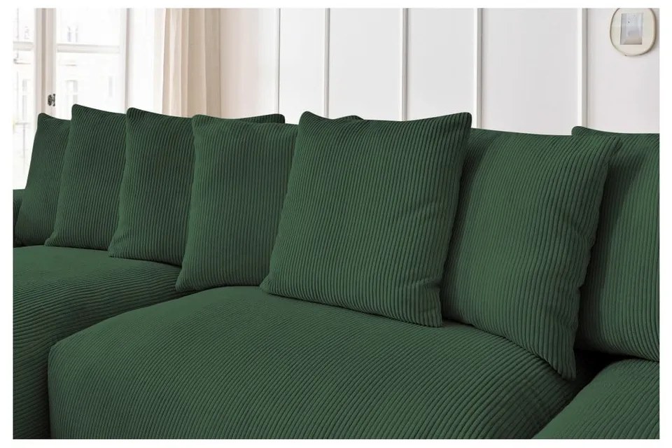 Divano angolare verde con rivestimento in velluto a coste Voltaire – Bobochic Paris