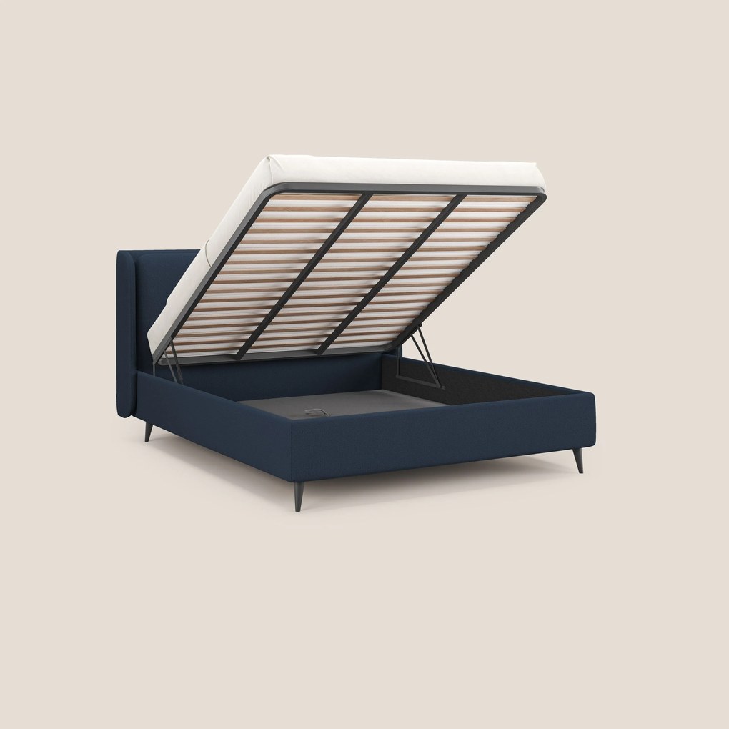 Nadine letto contenitore di design e comfort Italiano in tessuto impermeabile T19 blu