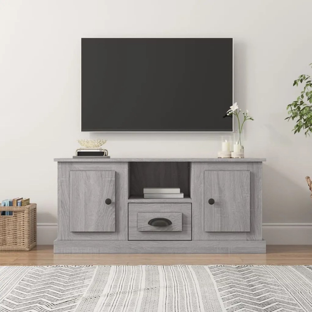 Mobile Tv Grigio Sonoma 100x35,5x45 Cm İn Legno Multistrato /