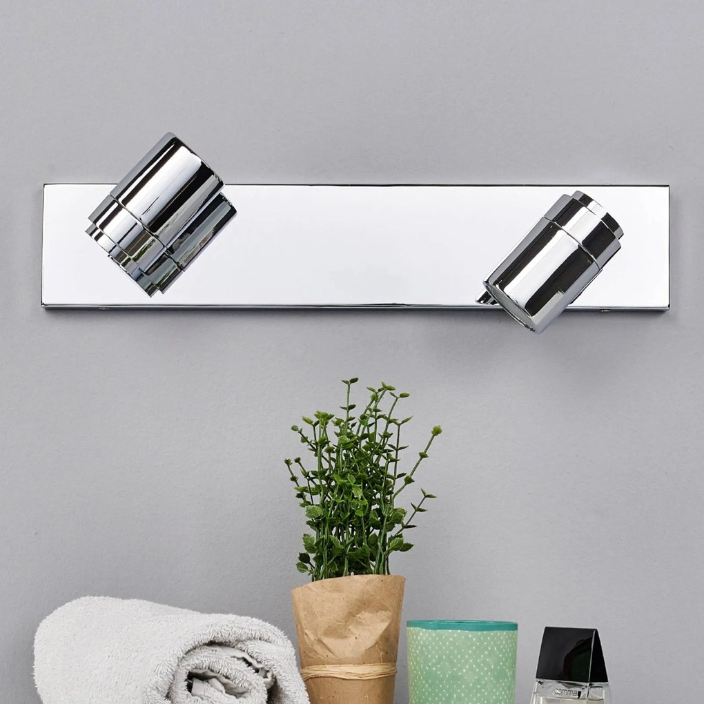 Lindby applique per il bagno Dejan, a 2 luci, cromo, IP44