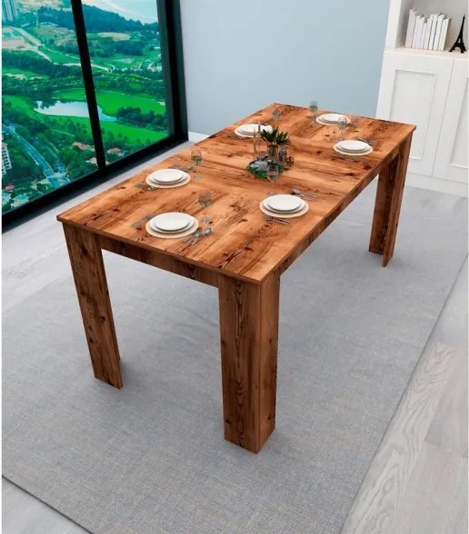 Tavolo Da Pranzo Fisso 80x160 Cm Da Cucina Effetto Legno Demis Noce