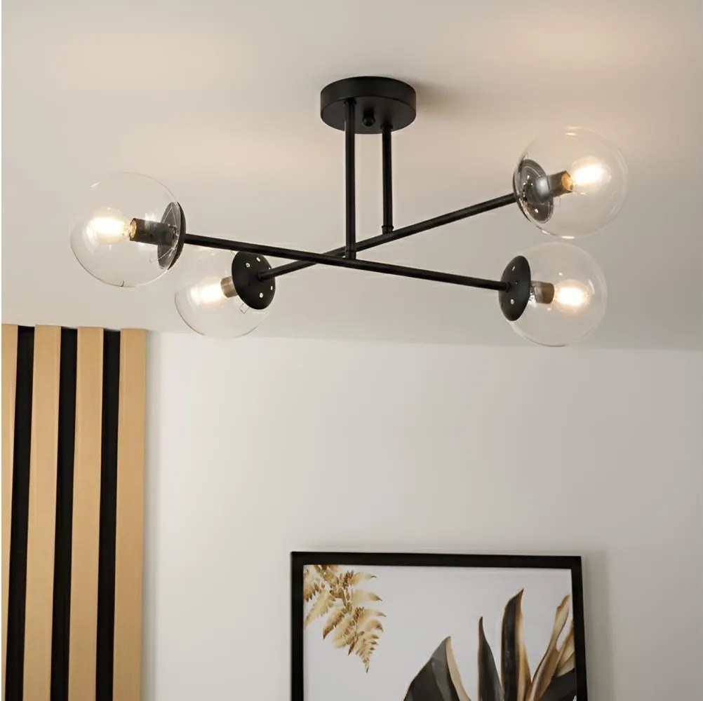 Brilagi - Lampadario da soffitto MALIVA 4xE14/15W/230V nero/trasparente