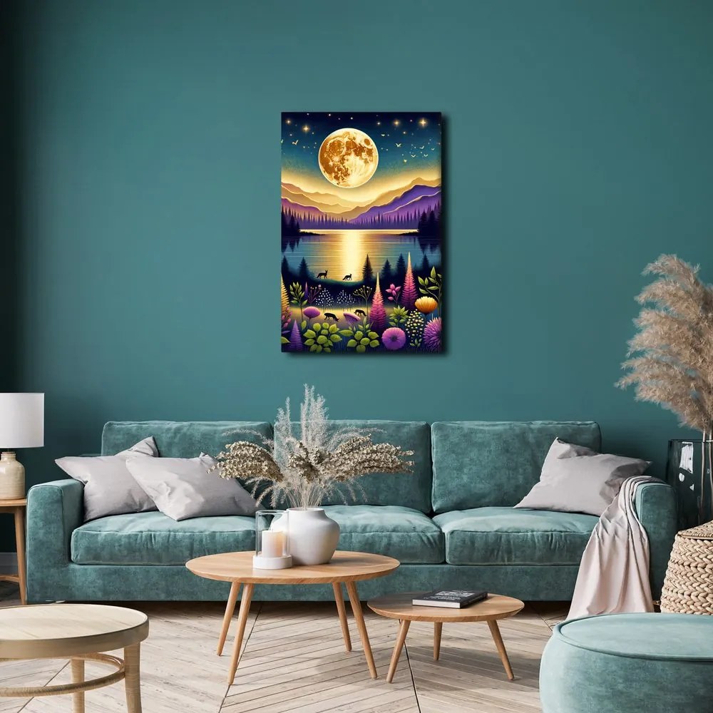 Quadro su tela – Paesaggio notturno magico con luna