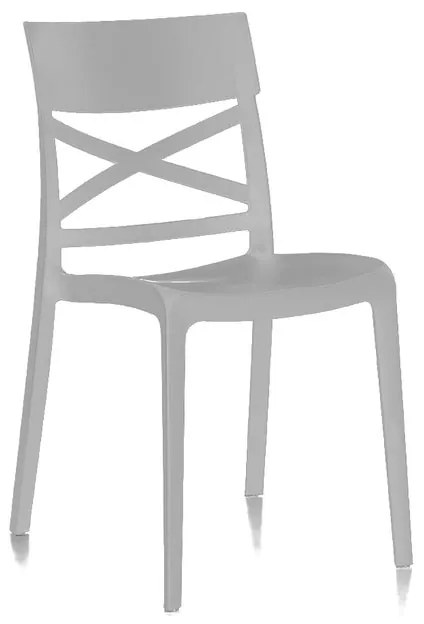 Sedia da giardino London Cross NEW GARDEN, 4 pezzi, struttura e seduta in polipropilene grigio