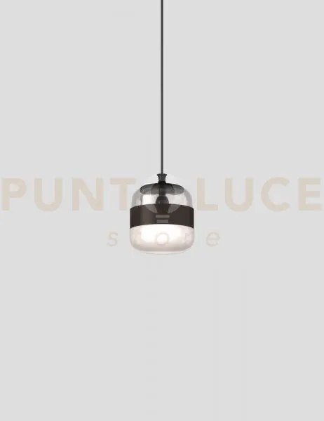 Futura sospensione p fume' marrone montatura nero opaco 1 luce atta...
