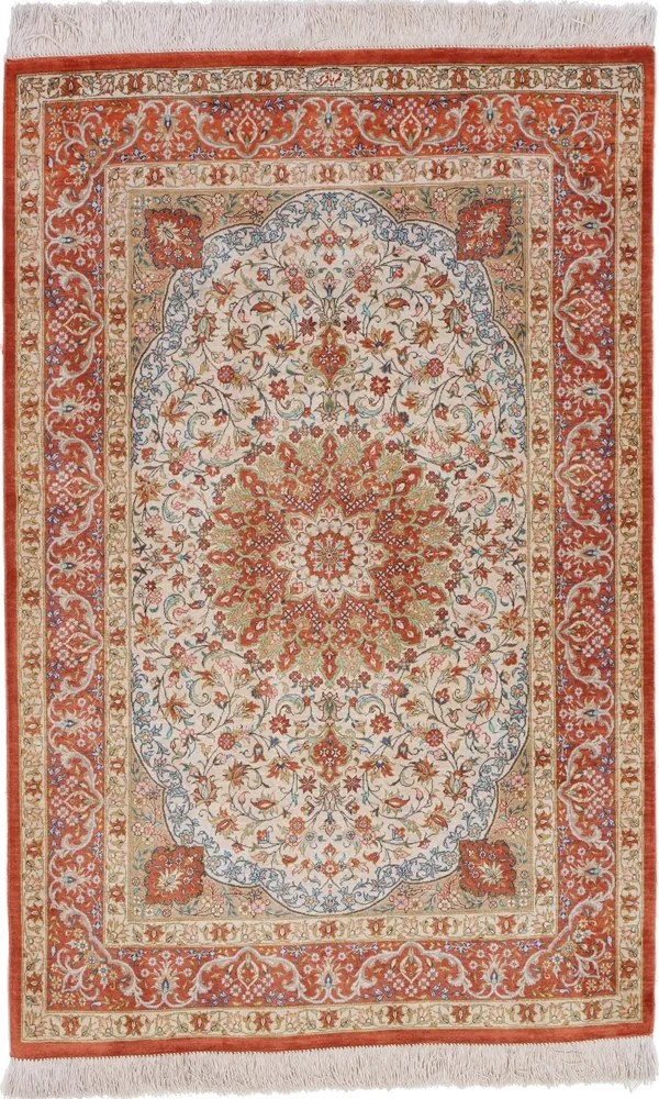 Ghom Tappeto 80x120 Rosa (Iran) Annodato A Mano