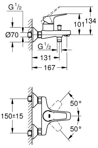 GROHE 23772000 - START FLOW 150 mm Miscelatore per vasca, cromo lucido