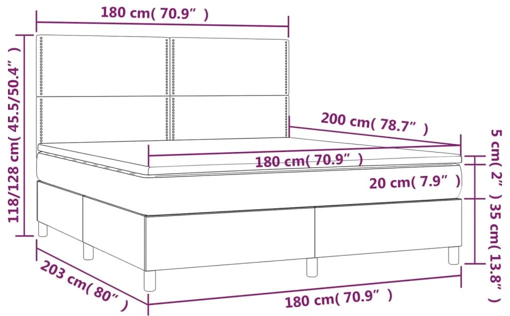 Giroletto a Molle con Materasso Grgio 180x200 cm in Similpelle