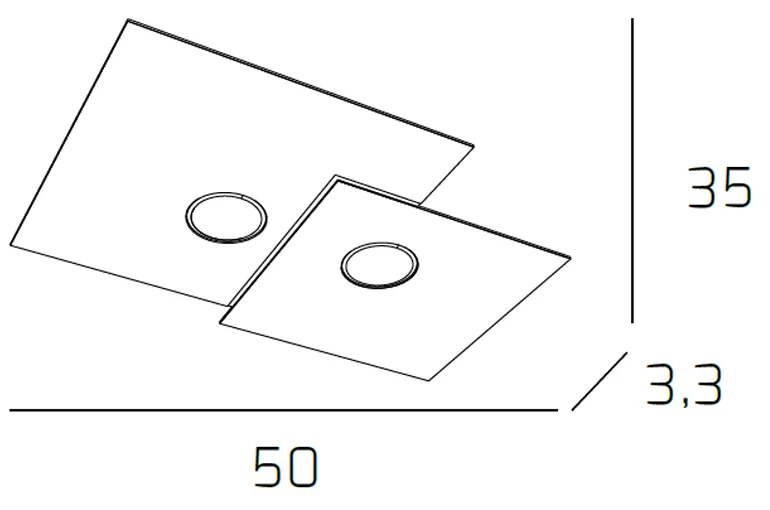 Plafoniera Moderna Rettangolare Plate Metallo Grigio 2 Luci Gx53