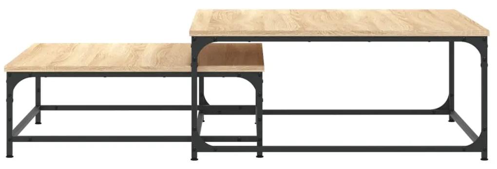 Tavolini Impilabili 2 pz Rovere Sonoma in Legno Multistrato
