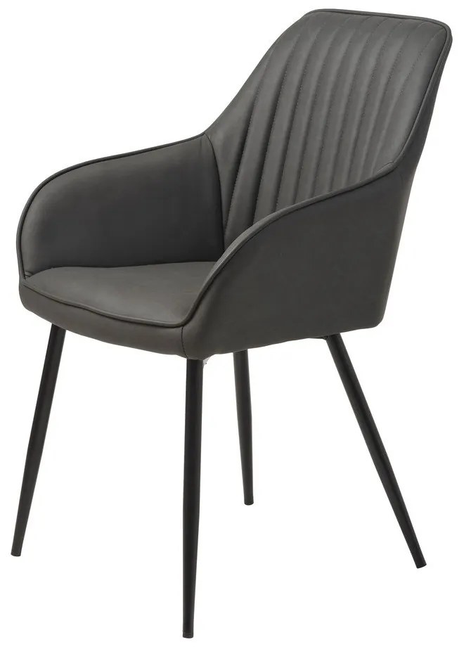 Set di sedie da pranzo grigio scuro in imbottito con braccioli 2 pz Nolan Stripe – Unique Furniture