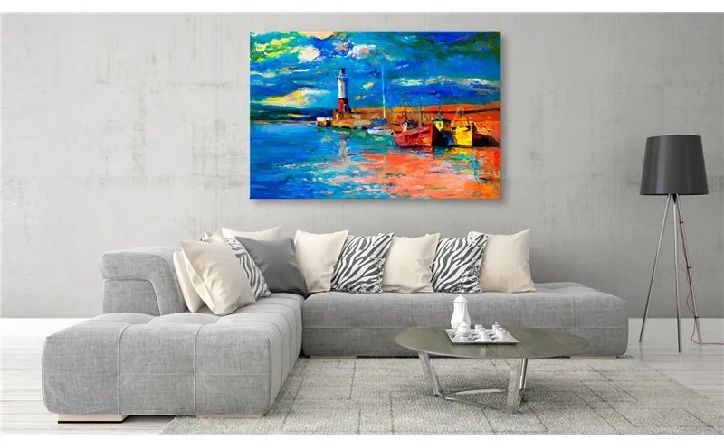 Quadro  Seaside Landscape: The Lighthouse  Colore Arancione, Dimensioni e Misure 120x80