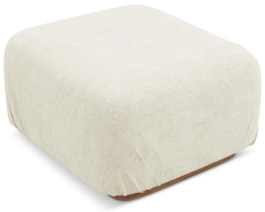 Poggiapiedi componibile color crema con rivestimento in bouclé Ailani – Makamii