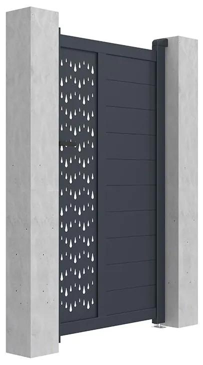 Cancello battente L103 x H181 cm in Alluminio semi traforato con motivi Antracite - GREGOR