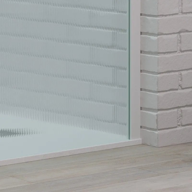Parete walk in 120 cm vetro scanalato e profilo bianco | KW-100BFL - KAMALU