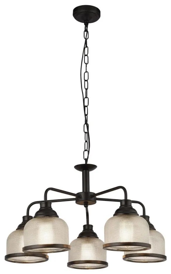 Searchlight 1685-5BK - Lampadario a sospensione con catena BISTRO 5xE27/60W/230V nero