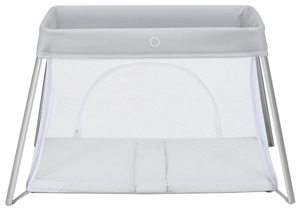 Costway Culla portatile da viaggio per bambini, Box pieghevole con materasso lavabile e cerniera laterale, Argento