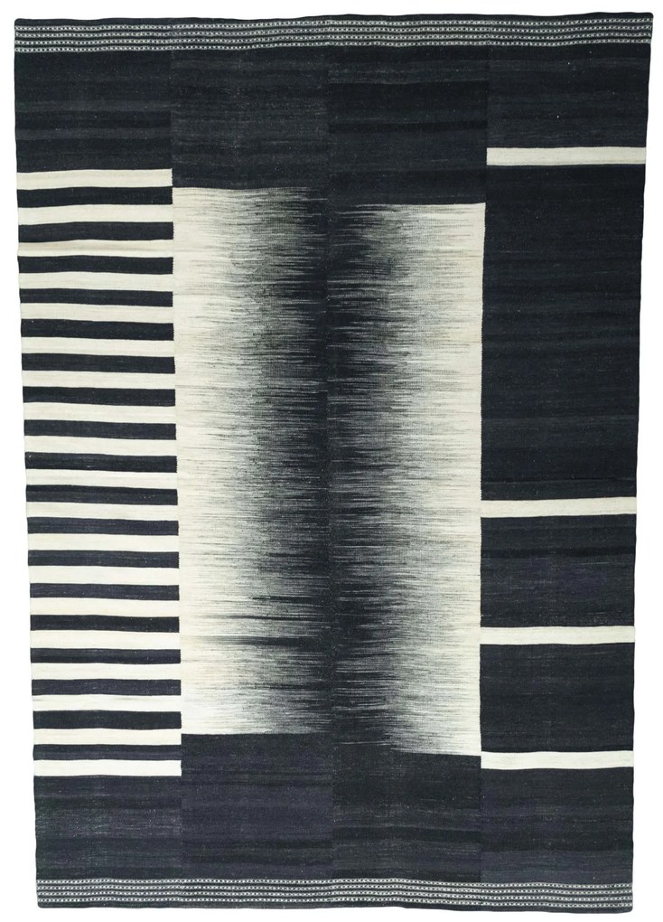 Kilim Tappeto persiano 320x220 Nero (Iran) Tessuto A Mano