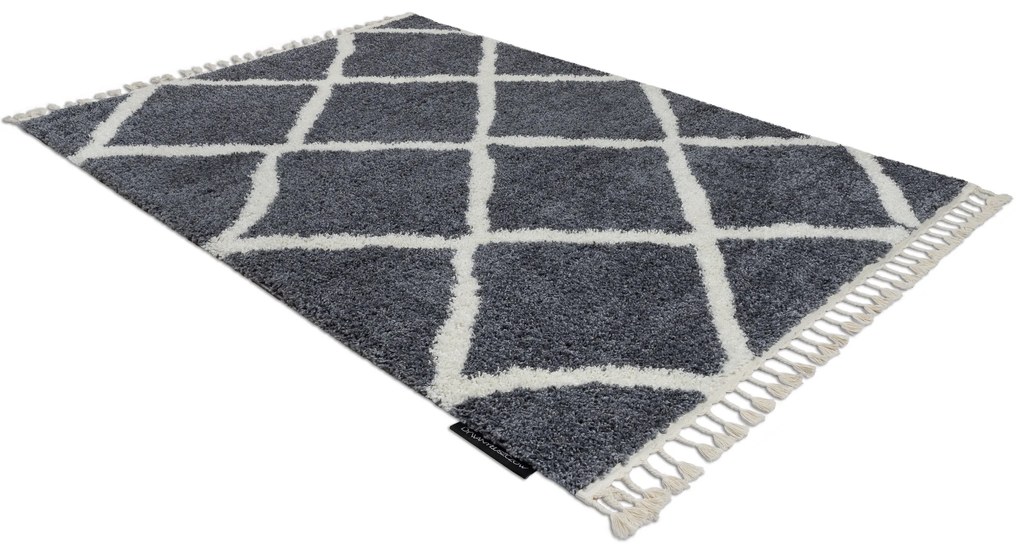 Tappeto BERBER CROSS B5950 grigio / bianco Frange berbero marocchino shaggy - PRODOTTO DI SECONDO GRADO