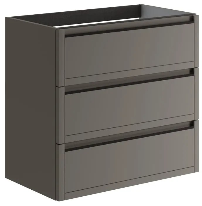 Mobile da bagno sospeso sotto lavabo L 79.5 x H 78 x P 45.5 cm grigio opaco, 3 cassetti TRATTO