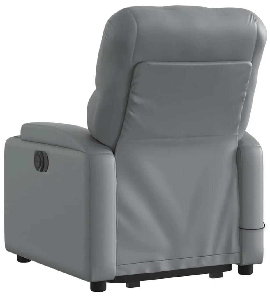 Poltrona alzapersona reclinabile massaggio grigio similpelle