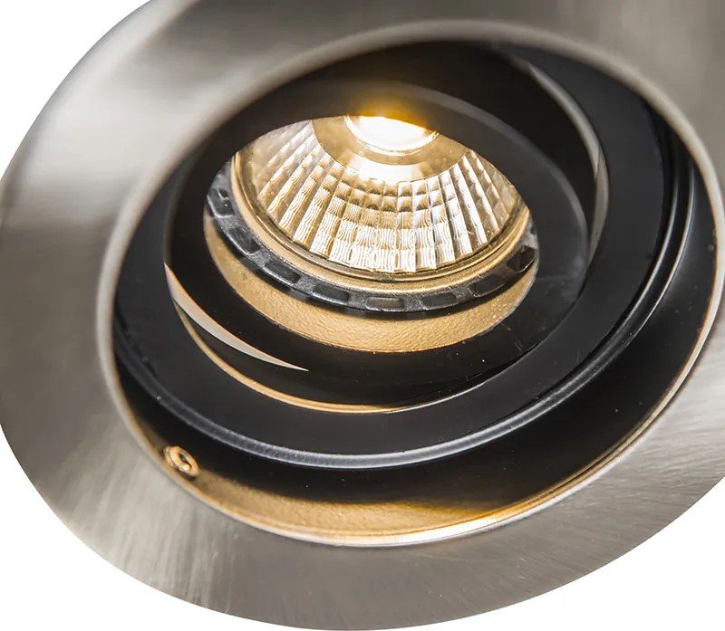 Faretto da incasso moderno intelligente acciaio con nero incl. WiFi GU10 - Rondoo