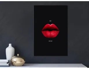 Quadro - Red Lips (1-part) - Black Background with English Text Standard 20x30