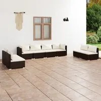 Set Divani da Giardino con Cuscini 8 pz in Polyrattan Marrone 3102250