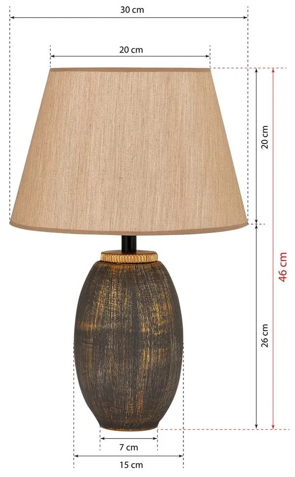 Lampada da tavolo grigia/beige con paralume in tessuto (altezza totale 46 cm) Yakamoz – Opviq lights