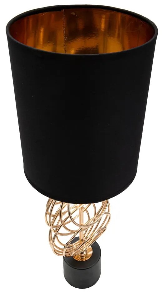 Lampada da tavolo con paralume in tessuto nero e oro (altezza 58,5 cm) Circly - Mauro Ferretti