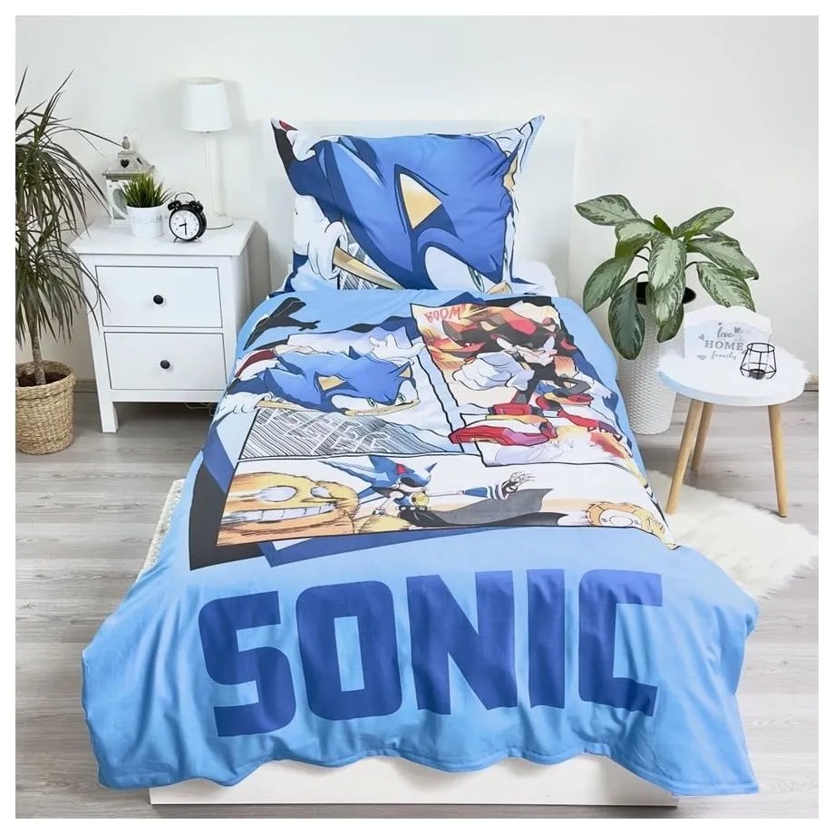 Completo lenzuola letto singolo per bambini in cotone 140x200 cm Sonic - Jerry Fabrics