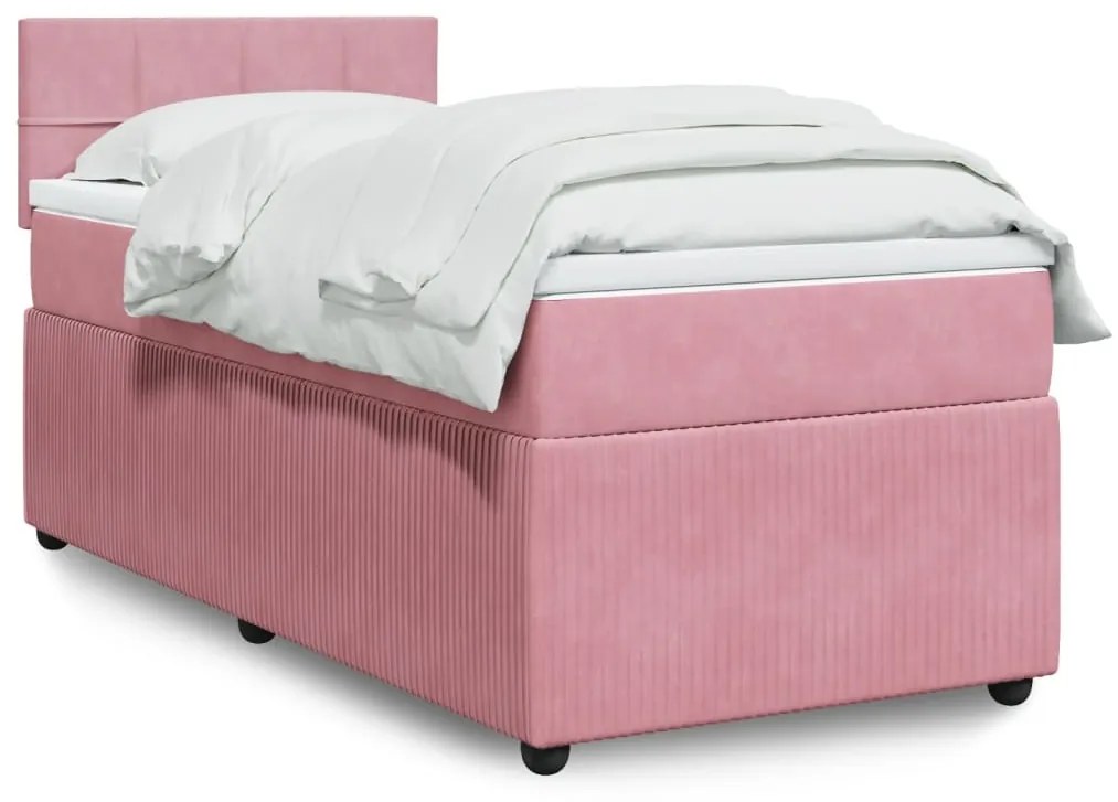Giroletto A Molle Con Materasso Rosa 90x190 Cm İn Velluto /