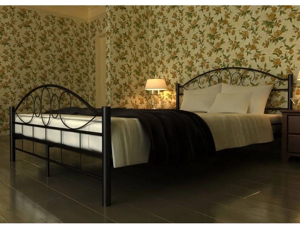 Letto con materasso nero in metallo 180x200 cm