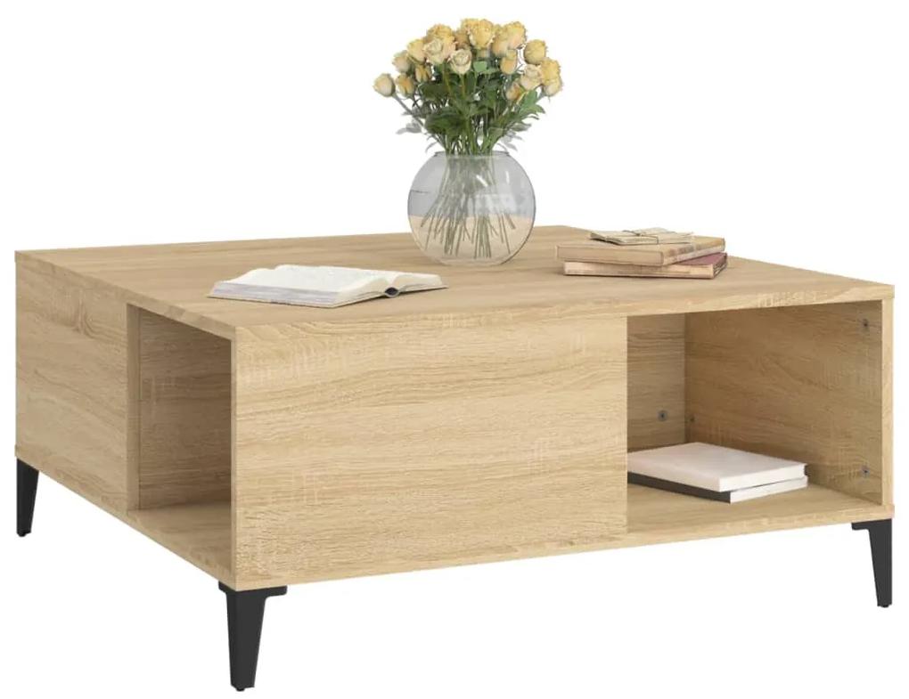 Tavolino salotto rovere sonoma 80x80x36,5 cm legno multistrato