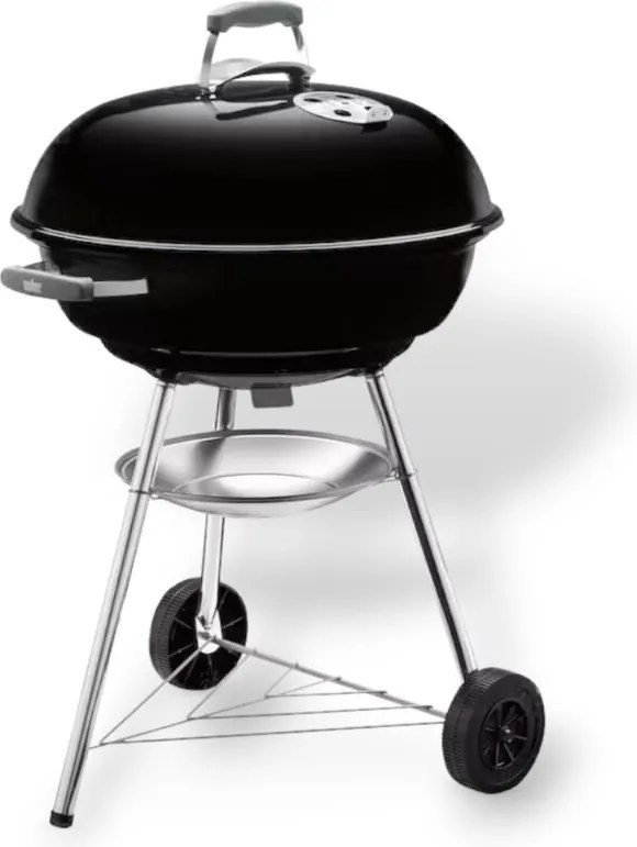 Barbecue rotondo a carbone con ruote e griglia in acciaio cromato original Weber compact kettle - Ø57 cm