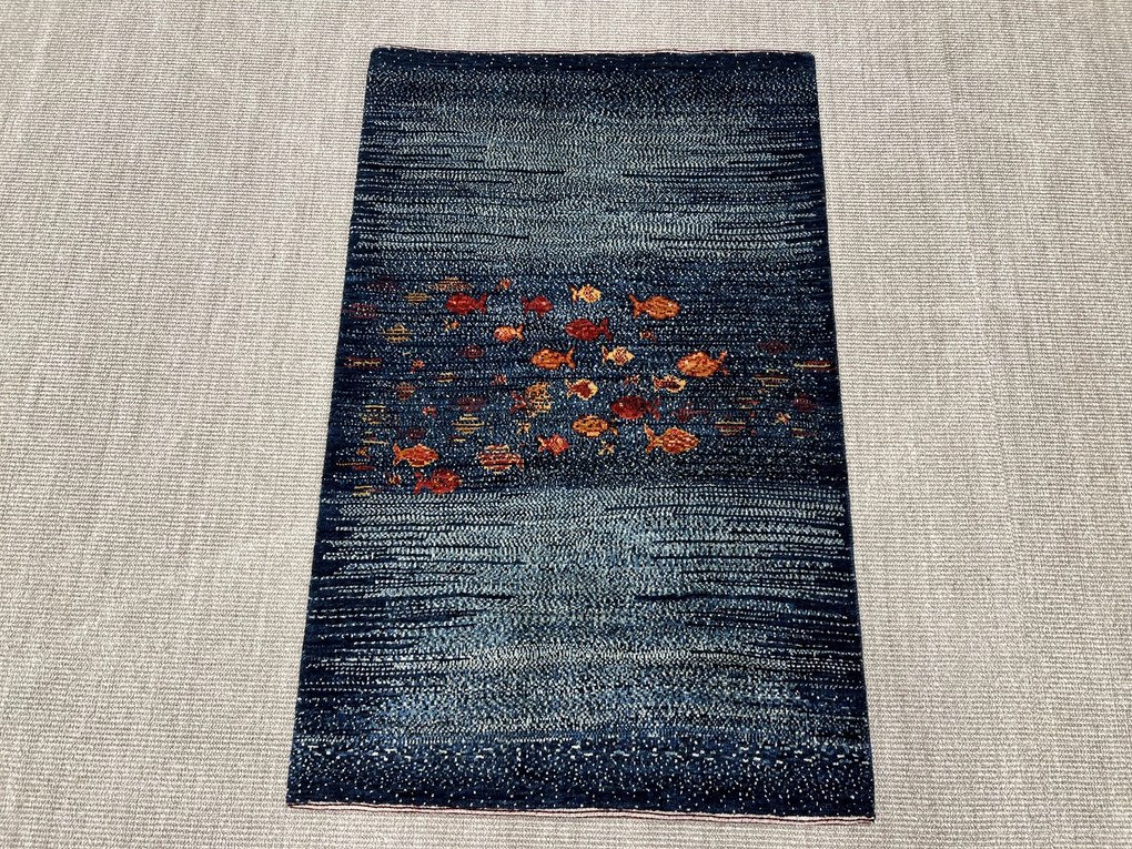 Loribaft Tappeto 130 x 90 Blu (Iran) Annodato A Mano