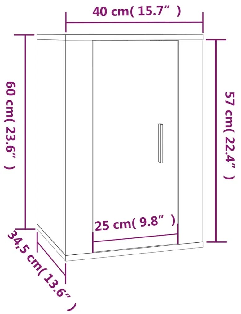 Mobile Porta TV a Parete Nero 40x34,5x60 cm