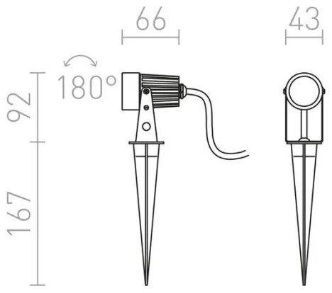 RED - Design Rendl - R10530 - Luce LED da esterno GUN LED/3W/230V IP65
