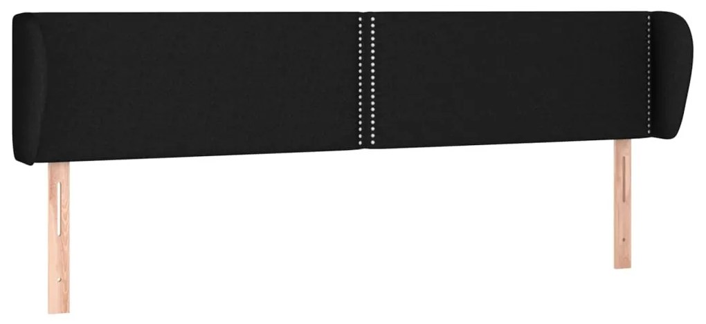 Testiera ad orecchio nera 203x23x78/88 cm in tessuto