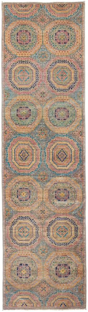Mamluk Tappeto orientale 290x80 Verde (Pakistan) Annodato A Mano