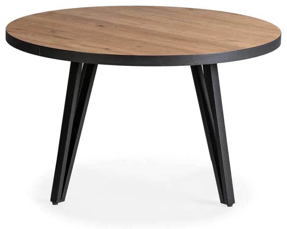 Tavolino da salotto rotondo nero/di colore naturale con piano effetto rovere ø 80 cm Sindi – Marckeric