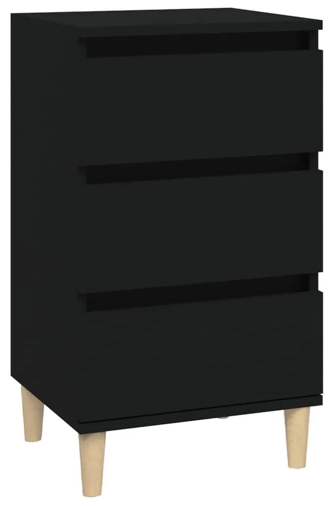 Comodino nero 40x35x70 cm in legno multistrato