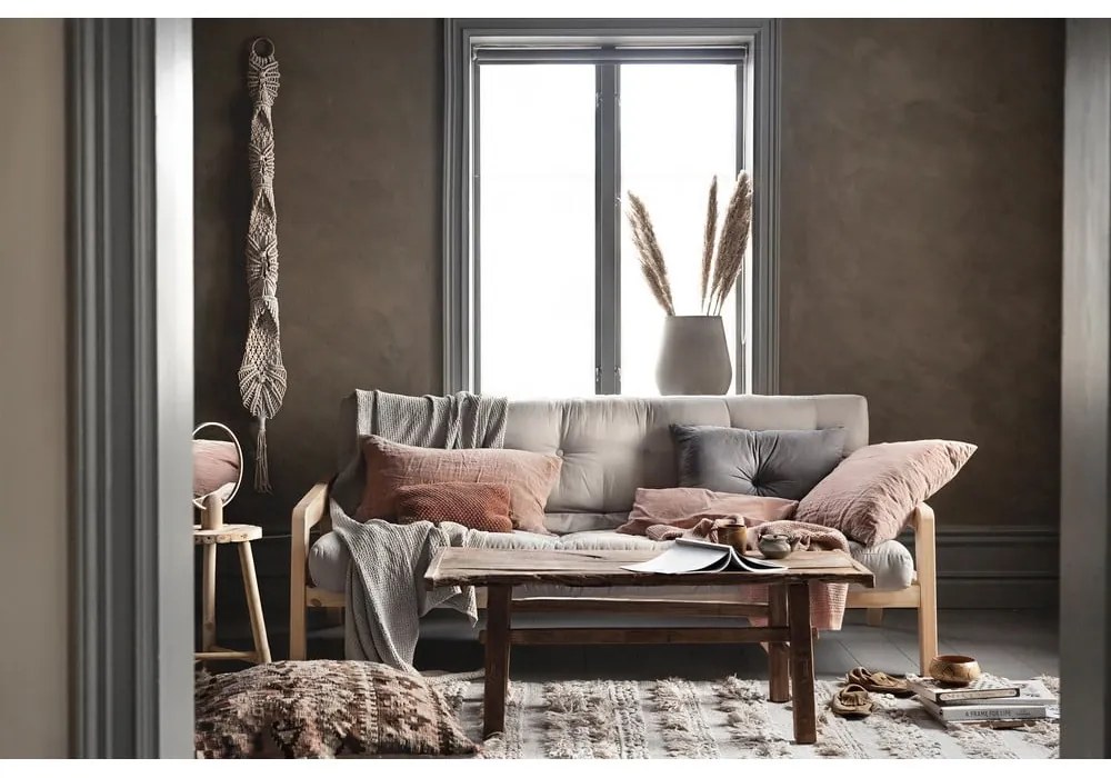 Divano letto in velluto a coste rosa 204 cm Grab Carob - Karup Design