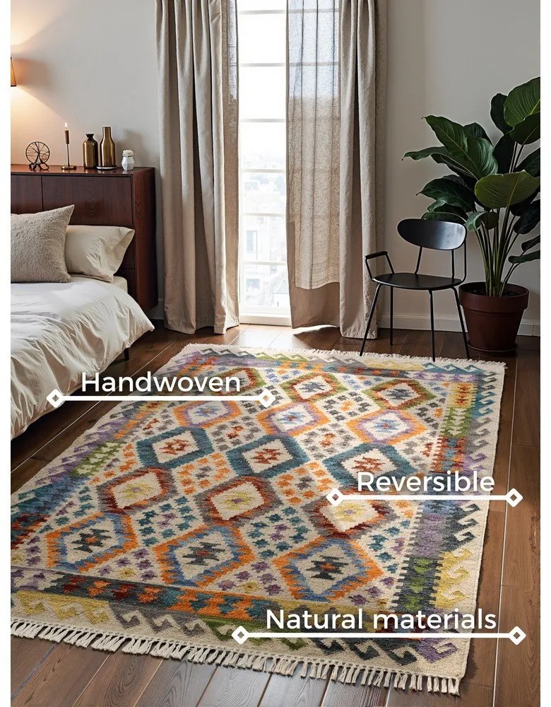 Tappeto in lana reversibile/tessuto a mano 120x170 cm Kamal Oasis – Nouristan