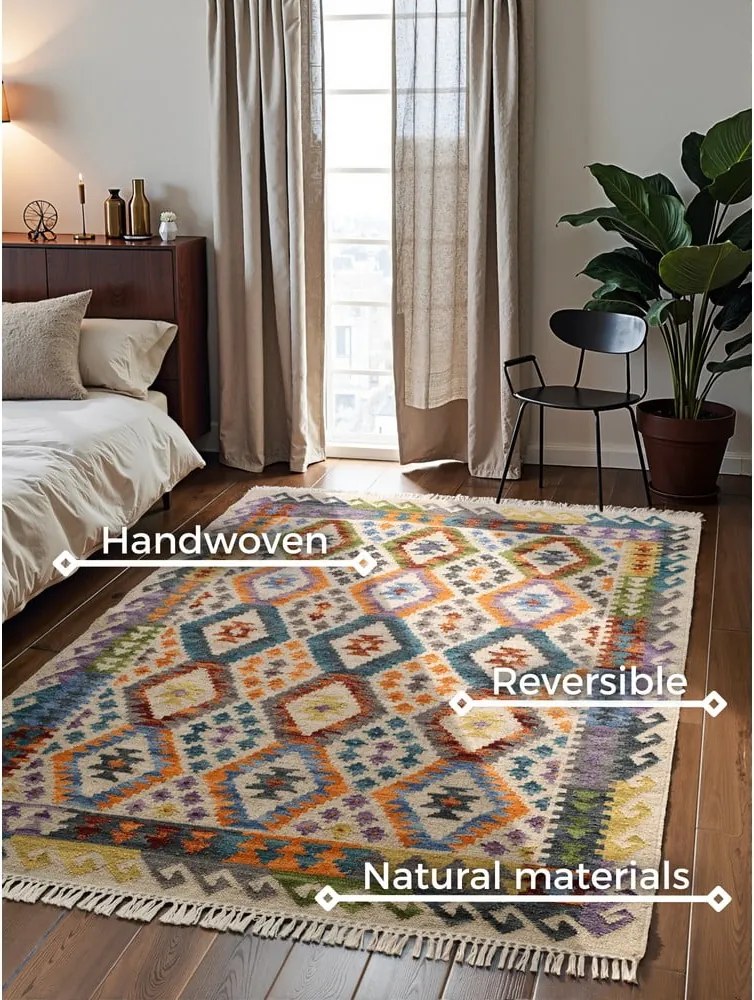 Tappeto in lana reversibile/tessuto a mano 160x230 cm Kamal Oasis – Nouristan