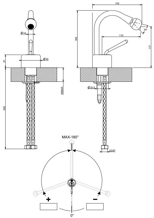 Miscelatore bidet senza scarico cromo Goccia 33807 Gessi