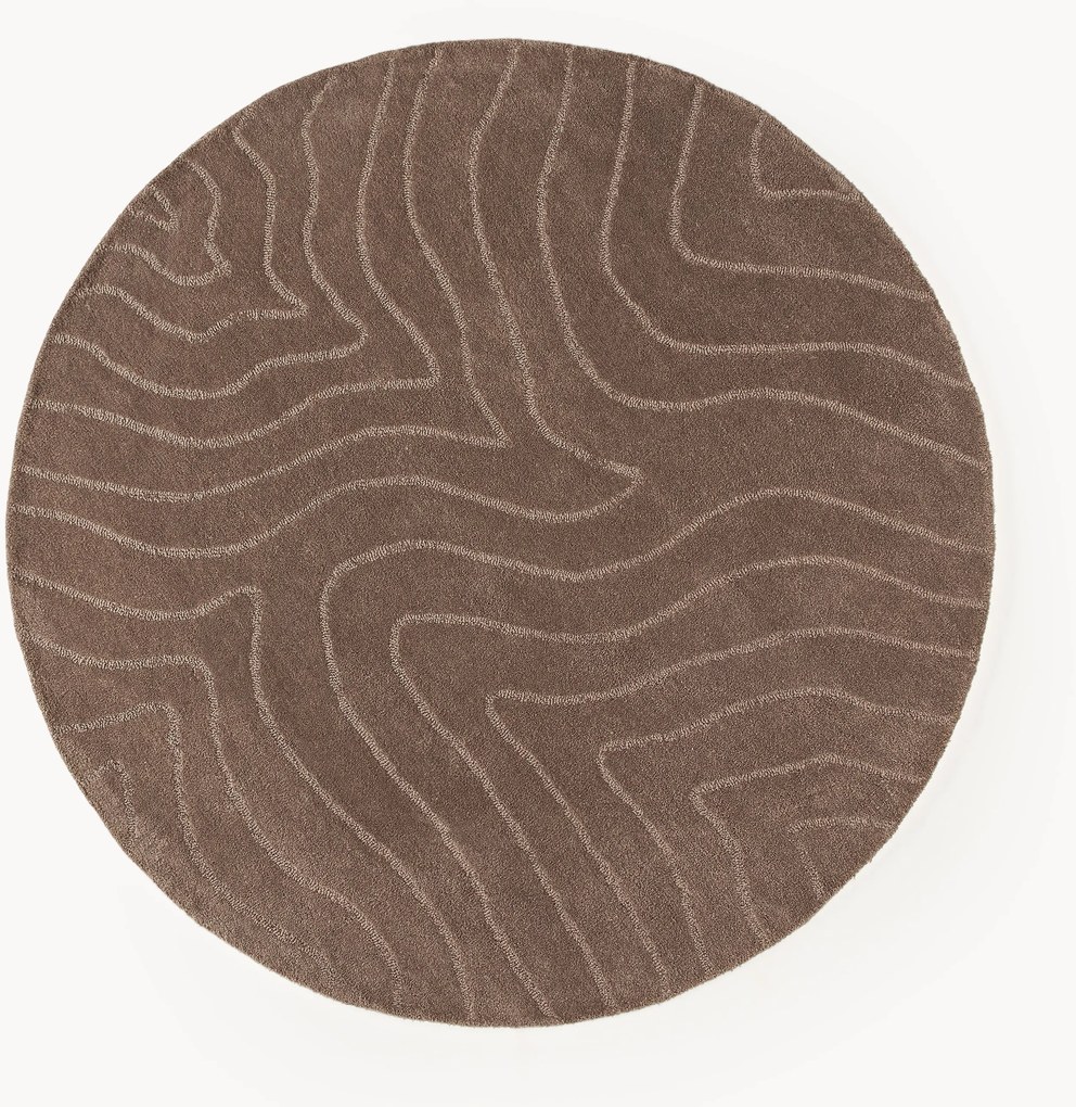 Tappeto rotondo in lana fatto a mano Aaron