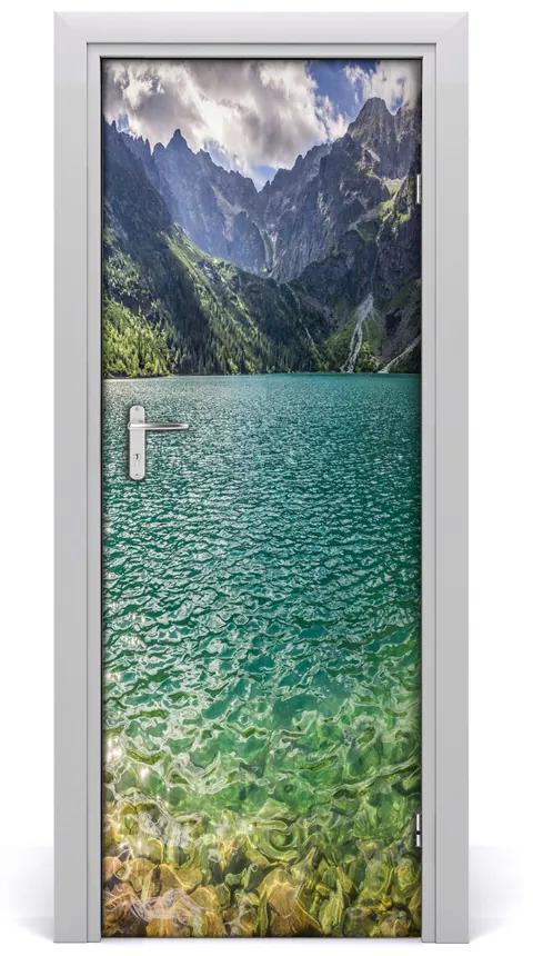 Adesivo per porta interna Lago in montagna 75x205 cm