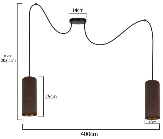 Lampadario a sospensione AVALO 2xE27/60W/230V marrone/rame