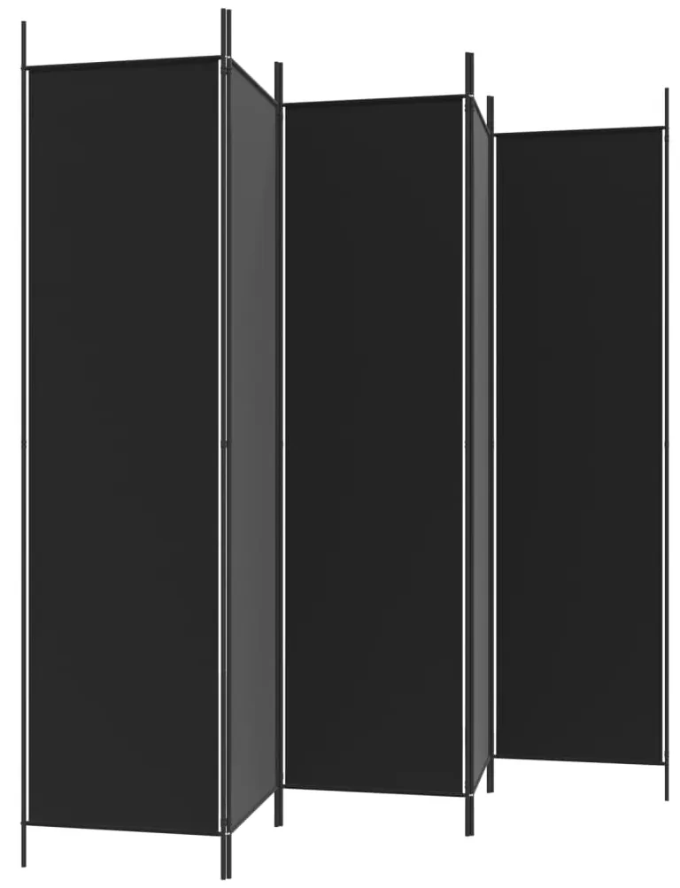 Divisorio 5 pannelli nero 250x200 cm tessuto